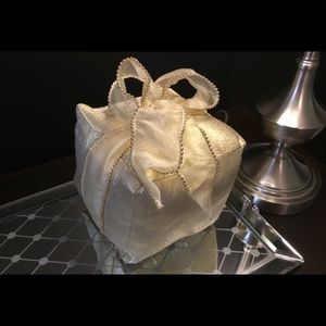 Beautiful Beaded Bow Cube Pillow